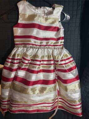 Elegant Red and Gold Striped Dress